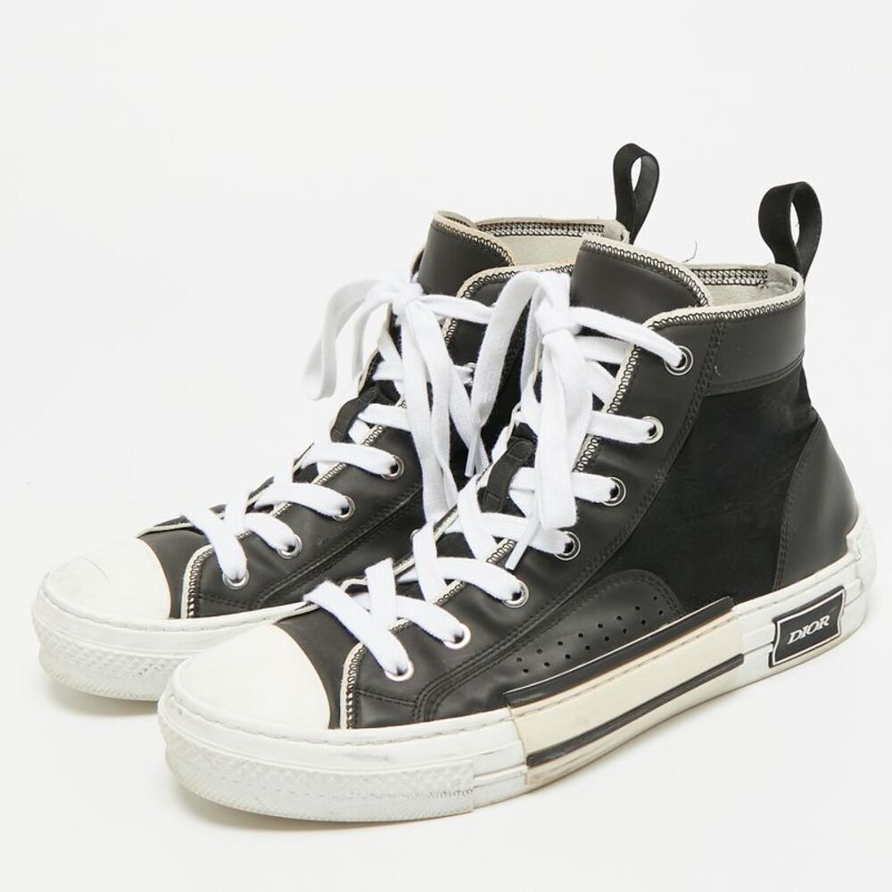 Dior B23 Size 41 Black Leather And Nylon High Top Sneakers - Picture 2 of 7